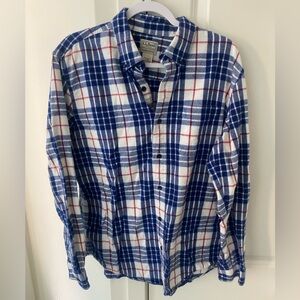 L.L. Bean Blue, White & Red Plaid Long-Sleeve Button-Down